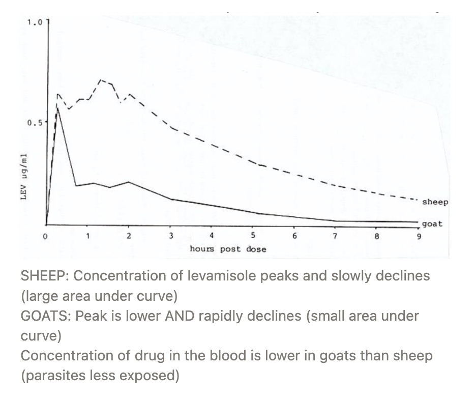 <ol><li><p>Allow goats to graze NORMALLY (i.e. do not force to graze grass like sheep)</p><ul><li><p>≤60% of diet is browsing (weeds, trees, thistle) → Cut and carry</p></li><li><p>High pasture residuals (1500 - 2500kgDM/ha)</p></li></ul></li><li><p>Cross-graze with cattle (NEVER adult goats as net CONTRIBUTORS of pasture contamination)</p></li><li><p>Consider ZERO-grazing (eg. many dairy goat farms)</p><ul><li><p>Eliminate need for off-label drenches (eg. dairy goats with standard WHP)</p></li></ul></li><li><p>Cull goats which require lots of drenching</p></li><li><p>Anthelmintics = CHALLENGING for goats</p><ul><li><p><u>Drug:</u> Licensed for goats (oxfendazole, ivermectin and triclabendazole) → NOT useful</p><ul><li><p>Almost always off-label → 91d meat WHP</p></li><li><p>Triple combination resistance very common (MON and DER resistance also reported)</p></li></ul></li><li><p><u>Dose:</u> 1.5 - 2x higher dose rate than sheep (rapid metabolism)</p><ul><li><p>Higher susceptibility to toxicity (oesophageal groove retained → Drug bypasses rumen)</p></li><li><p>Ensure accurate weighing (eg. bathroom scales) to avoid toxicity (eg. levamisole toxic at 3x sheep dose rate)</p></li></ul></li></ul></li></ol><p></p>
