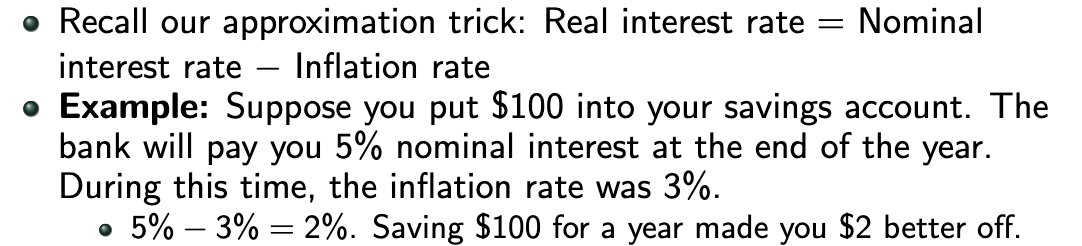 <p>the interest rate in terms of changes in your purchasing power</p>