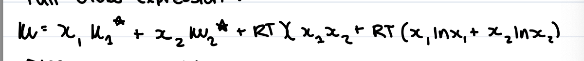 <p>difference from ideal mixture- </p><p>additional enpalthy term </p>