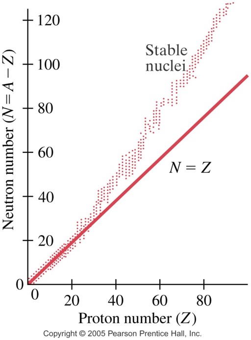 <p><span>A nuclide that is to the left of the stability line has _________ to be a stable nucleus.</span></p>