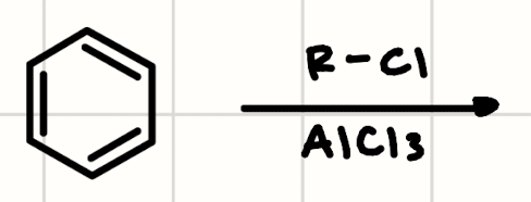 <p>(Benzene) + (Alkyl Chloride, AlCl3)</p>