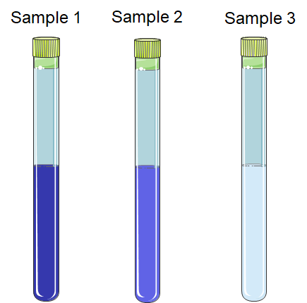 <p><span>Based on the principle of the electron acceptor 2,6-dichlorophenolindophenol (DCPIP), which of the following solutions would you expect to contained more oxidized DCPIP?</span></p>