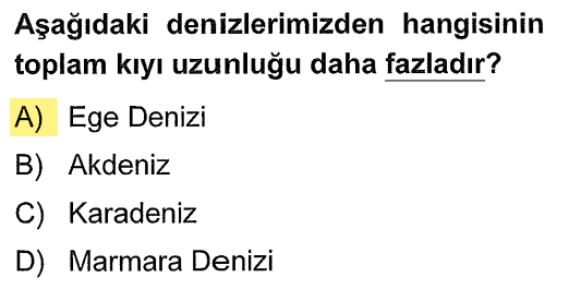 <p>Kuş uçuşu mesafe ile gerçek kıyı uzunluğu farklıdır. Ege Denizi'nde dağlar denize <strong>dik</strong> uzandığı için kıyı çok girintili çıkıntılıdır (koy, körfez, yarımada fazladır). Bu "mikro" kıvrımlar toplandığında Türkiye'nin en uzun kıyı şeridi ortaya çıkar.</p>