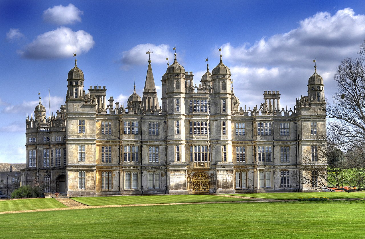 <ul><li><p>Exemplifies Elizabethan Architecture, built during the English Renaissance / reign of Queen Elizabeth by William Cecil </p></li><li><p>Located in Stamford </p></li></ul><p></p>