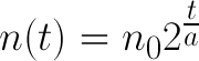 <p>n0 = initial time at t = 0</p><p>t = time</p><p>a = doubling time</p>