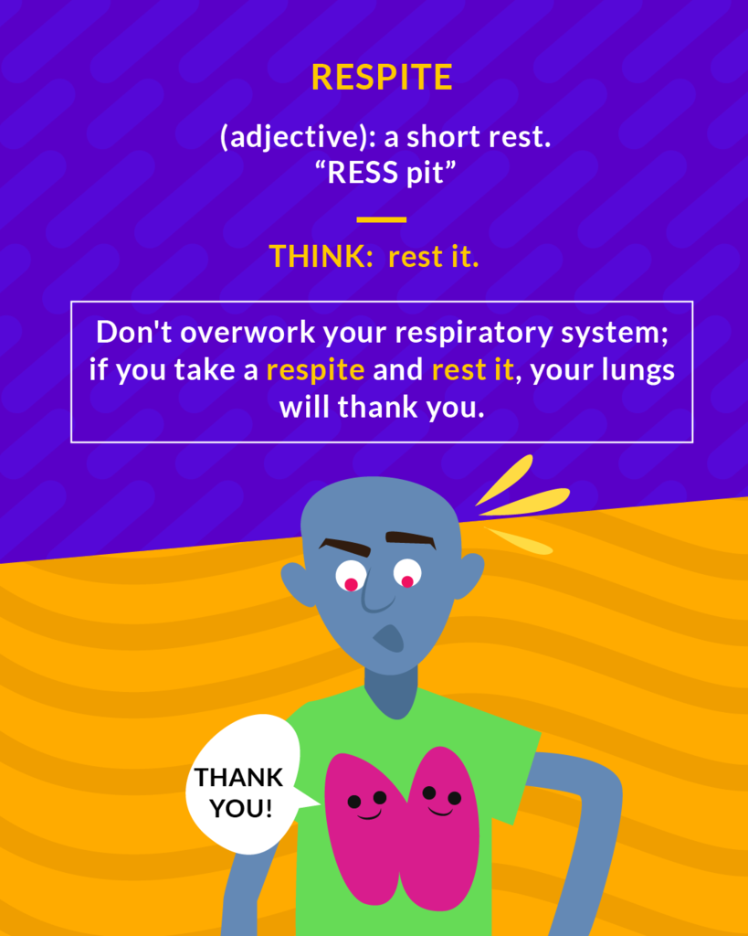 <p>(noun) a short period of rest or relief from something difficult or unpleasant</p>
