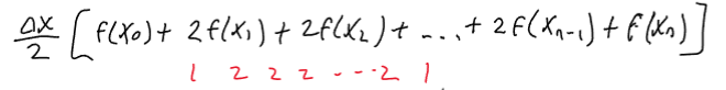 <p>delta x = (b-a)/n<br><br>(remember to start with x(0))</p>