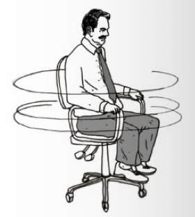 <ul><li><p><span>Spin your chair 180° to the right and stop and fixate on the target</span></p></li><li><p class="p1"><span>Let any dizziness or disturbance settle then spin chair 180° back to the left</span></p></li><li><p class="p1"><span>Once again focus on the visual target and let any dizziness or disturbance settle</span></p></li><li><p class="p1"><span>Repeat this sequence as tolerated</span></p></li><li><p class="p1"><span>To make it harder: rotate same direction every time, so turning 360°</span></p></li></ul><p></p>