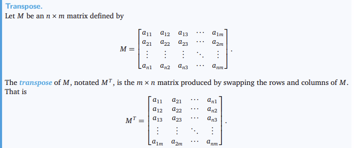 <p>Switching the columns and rows of a matrix</p>