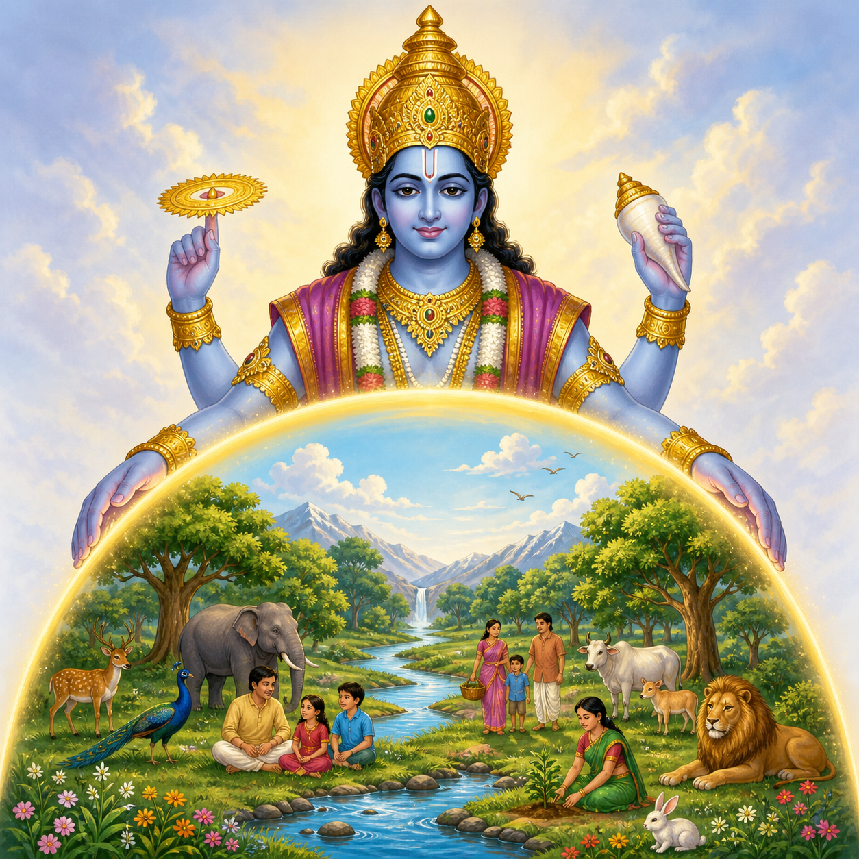 <p>He protects and preserves the world</p>