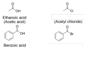 <p><strong><u>Naming Carboxylic Acid Derivatives</u></strong></p><p>(1) _______: replace <strong>“-ic acid” with “-yl halide”</strong></p>