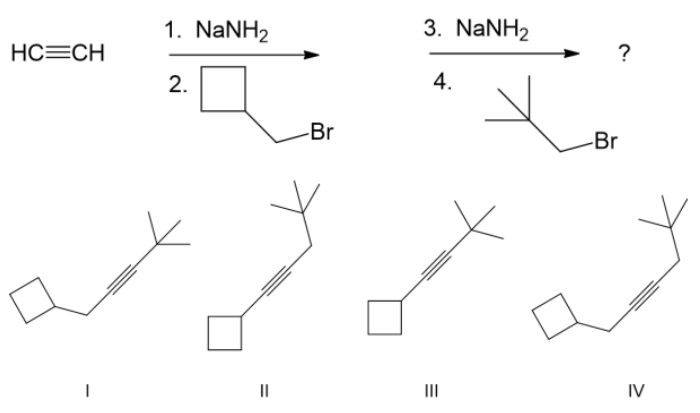 <p>what is the expected major final product of the reaction sequence shown?</p>