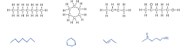 <ol><li><p>Assume a carbon atom is at any “point” or end of the line</p></li><li><p>Assume enough H atoms to make each carbon atom tetravalent</p></li><li><p>Draw in all heteroatoms and the H atoms bonded to them</p></li><li><p>Draw double and triple bonds</p></li></ol><p></p>