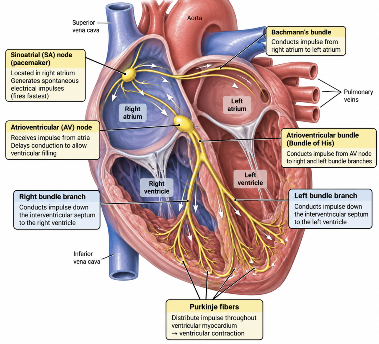 <p>Distribute the electrical impulse throughout the ventricular myocardium → ventricular contraction.</p>