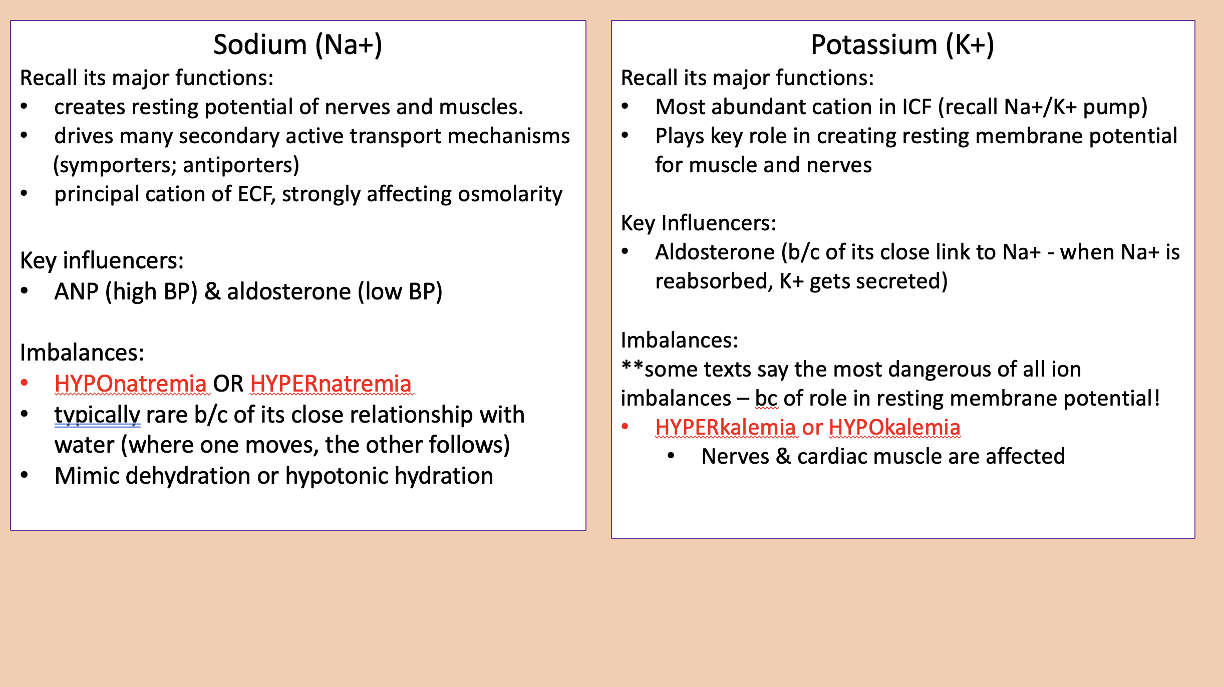 <p>ANP (high BP)</p><p>aldosterone (low BP)</p>