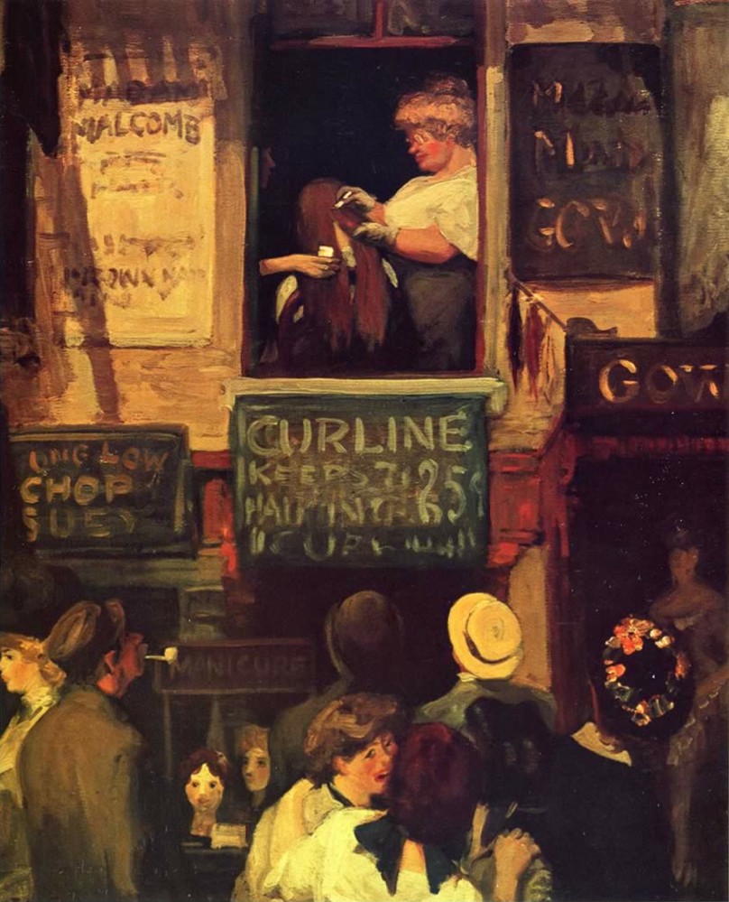 <p>Hairdresser’s window, John Sloan, Ashcan School</p>