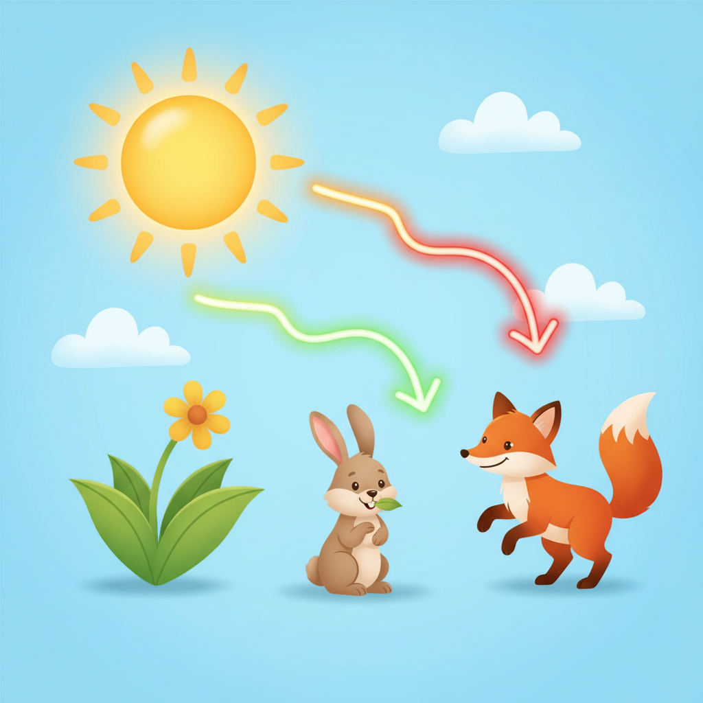 The movement of energy from one organism to another in an ecosystem.