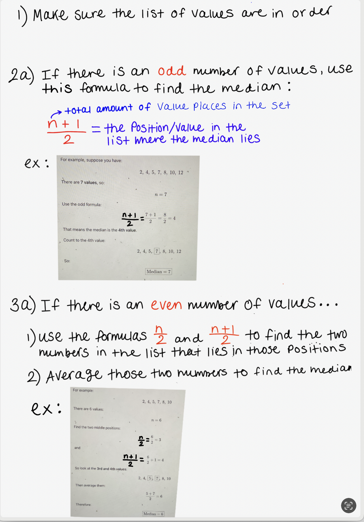 <p>*note: you can use the cross out method to find the center number in the list to check your answer</p>