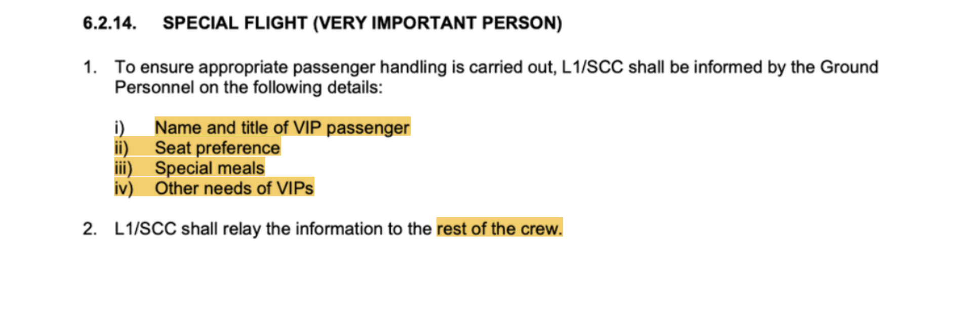 <p>SPECIAL FLIGHT (VERY IMPRORTANT PERSON)</p>