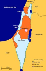 <p>Untied Nations Special Committee on Palestine recommended Palestine be divided into a Jewish state and an Arab state in 1947 in a vote of 8-3 (opposed by Palestinians, reluctantly accepted by Zionists)</p>