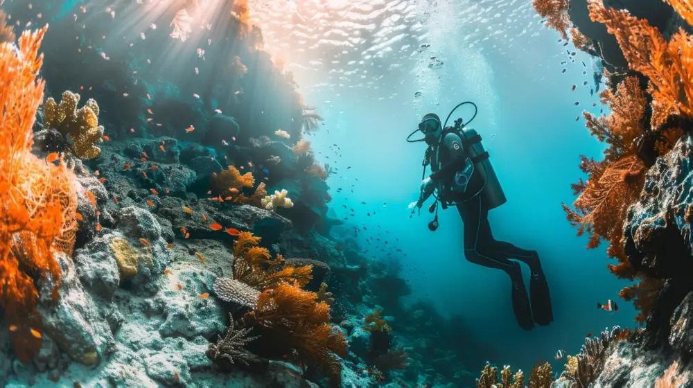 <p>snorkeling but deeper</p>