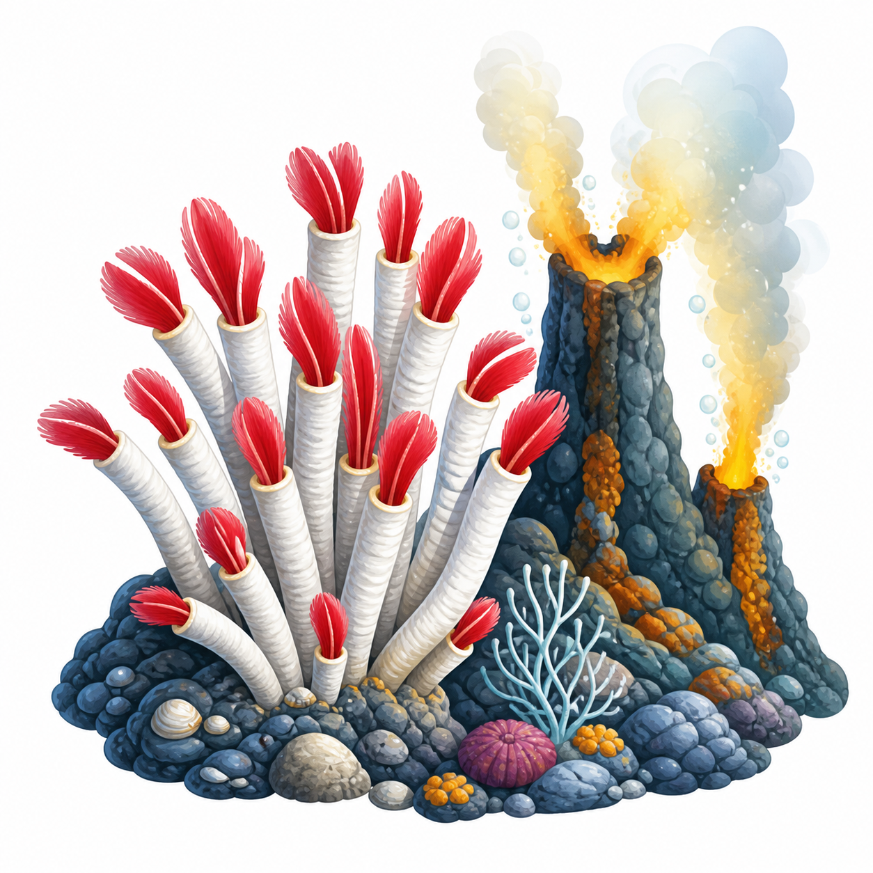 <p>Organisms that live near hydrothermal vents in the cold and dark abyssal zone.</p>