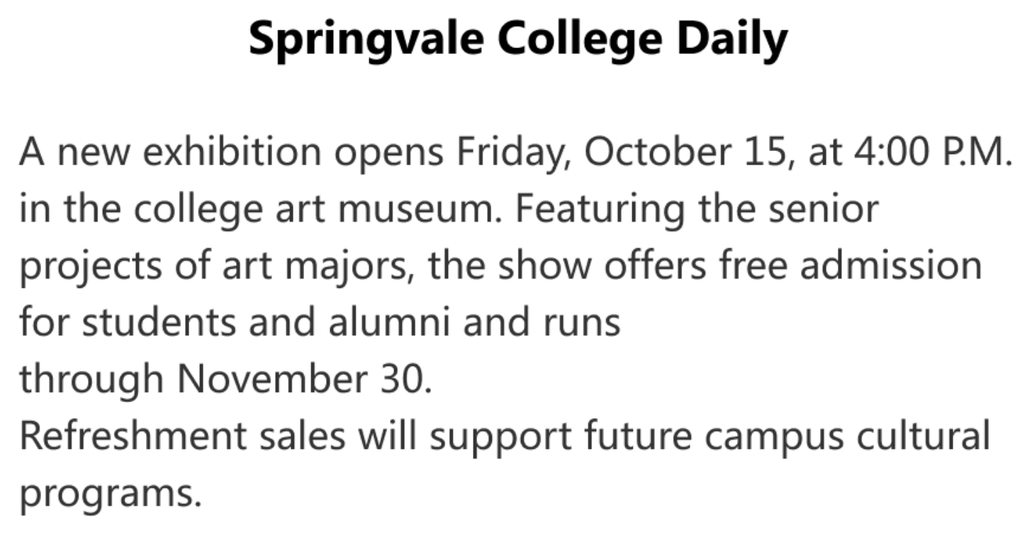 <p><span>What does the article suggest about entrance fees for the exhibition?</span></p>