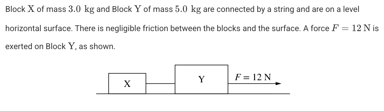 <p>What is the tension in the string connecting the two blocks?</p>