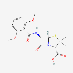 <p>Bulky 2,6-dimethoxyphenyl group provides steric hindrance; beta-lactamase resistant.</p>