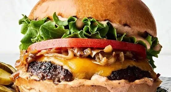 <p>una hamburguesa con queso</p>