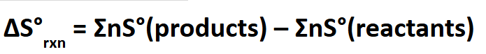 <ul><li><p><span style="background-color: transparent;">the difference in entropy of the products and the reactants</span></p></li></ul><p></p>