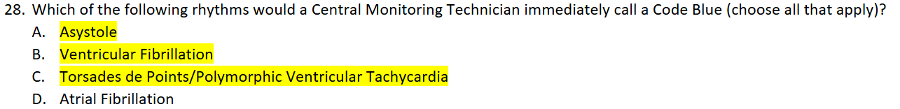 <p>Asystole</p><p>V Tach</p><p>Torsades</p>