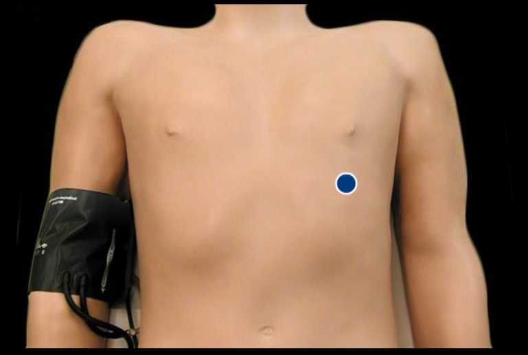 <p>When should the apical pulse be used and where is it located?</p>