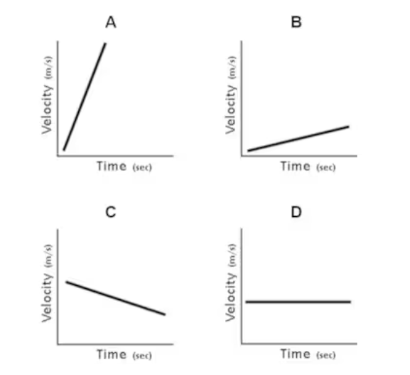 <p><strong>Which object represents zero acceleration?</strong></p>