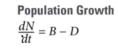 <p>Rember Several factors can affect population which includes, the age at reproductive maturity, the number of offspring produces, the frequency of reproduction, and the survivorship of offspring to reproductive maturity.</p><p>This is the equation that acts to predict that, specifically the limting factors, which includes (dN/dt) = B - D</p><p>Specifically:</p><p>dN = change in population size</p><p>dt = Change in time</p><p>B = birth rate</p><p>D = Death rate</p><p>(remember this one doesn’t take into account carrying capacity or density dependents, it just represents  a simple linear population change— so it is not exponential or logistic)</p>