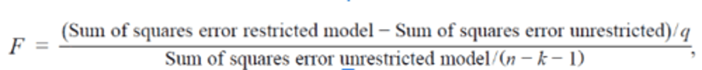 <p>(where q is the number of restrictions, meaning the number of variables omitted in the restricted model compared to the unrestricted model)</p>