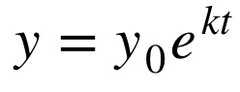 <p>y = population at time t</p><p>n0 = initial size of the population</p><p>k = relative rate of growth</p><p>t = time</p>