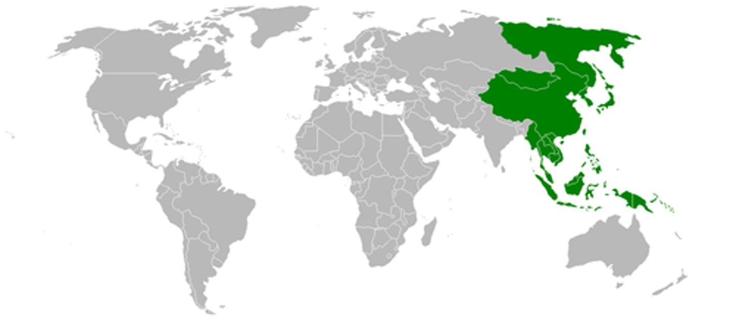 <p>Japan, Korea and Taiwan in</p>