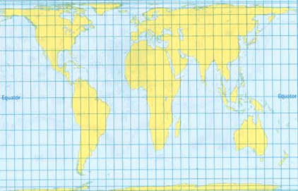 <p>A map projection that shows all landmasses with their true areas but distorts their shape</p>
