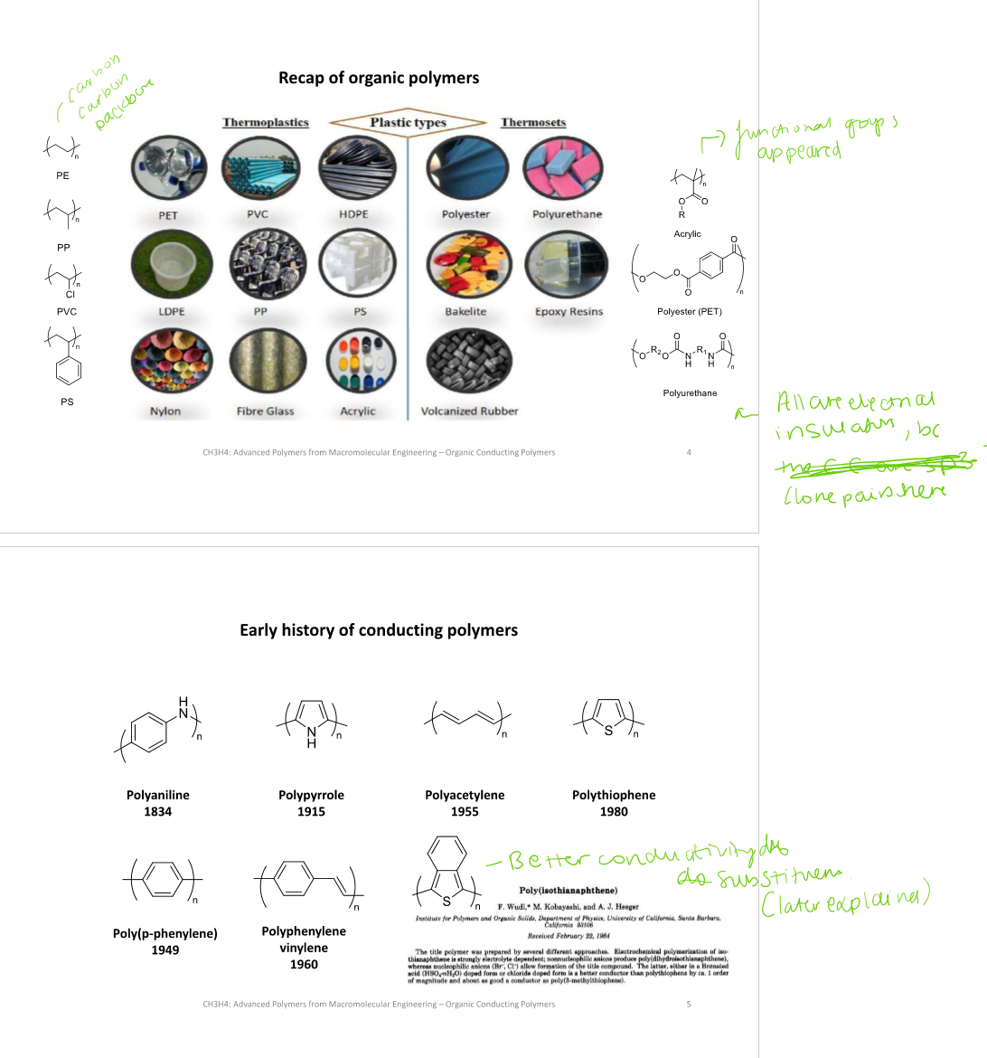 <p>why are molecules with carbon carbon back bone electrical insulators and whats the difference between the right and left side</p>