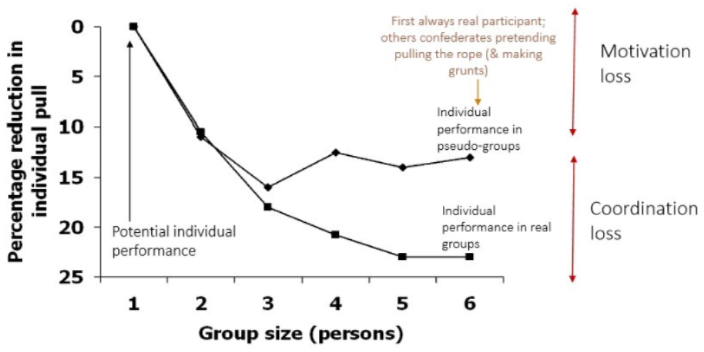 <p>Compared individuals, groups + pseudo-groups pulling on a rope</p>