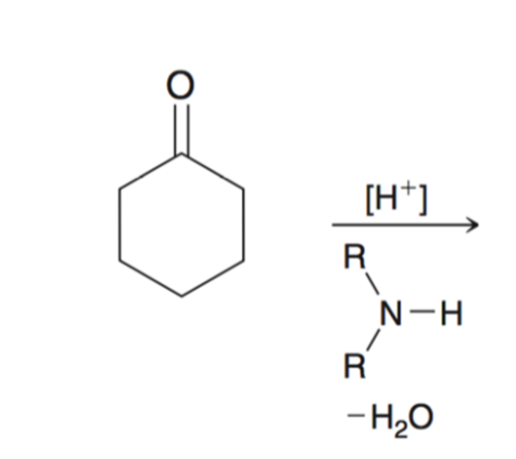 <p>ketone/aldehyde + secondary amine</p>
