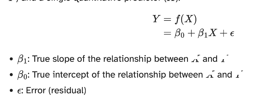 <p>used to model the relationship between a quantitative outcome and a single quantitative predictor </p>