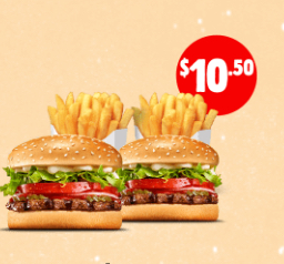 <p>2x Whopper Juniors and 2x medium chips</p>