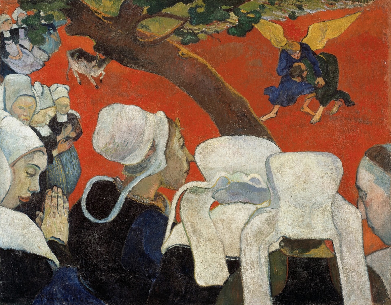 <p>Vision after the Sermon (Jacob wrestling with the angel), Paul Gauguin</p>