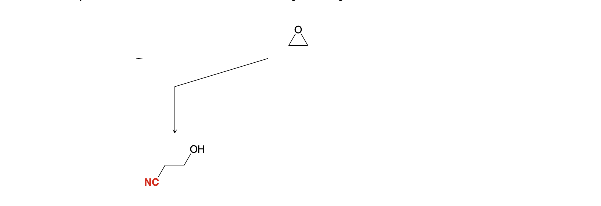 <p>Epoxide ring opening: Adding CN group </p>