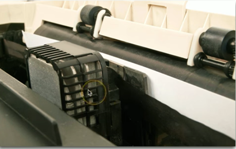 <p><strong>A:</strong> Pins strike a ribbon to form characters</p>