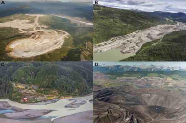 <ol><li><p>Open-pit with wet tailings</p></li><li><p>Open-pit placer operations with a pit lake used for recirculating water</p></li><li><p>Legacy underground operations adjacent to a glacial river.</p></li><li><p>Mountaintop removal coal mining</p></li></ol><p></p>