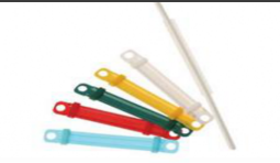 <p>consisting of a short length of U-shaped wire that can fasten papers together.</p>