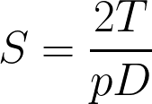<p>where T is the tensile force in one hoop (N)</p>